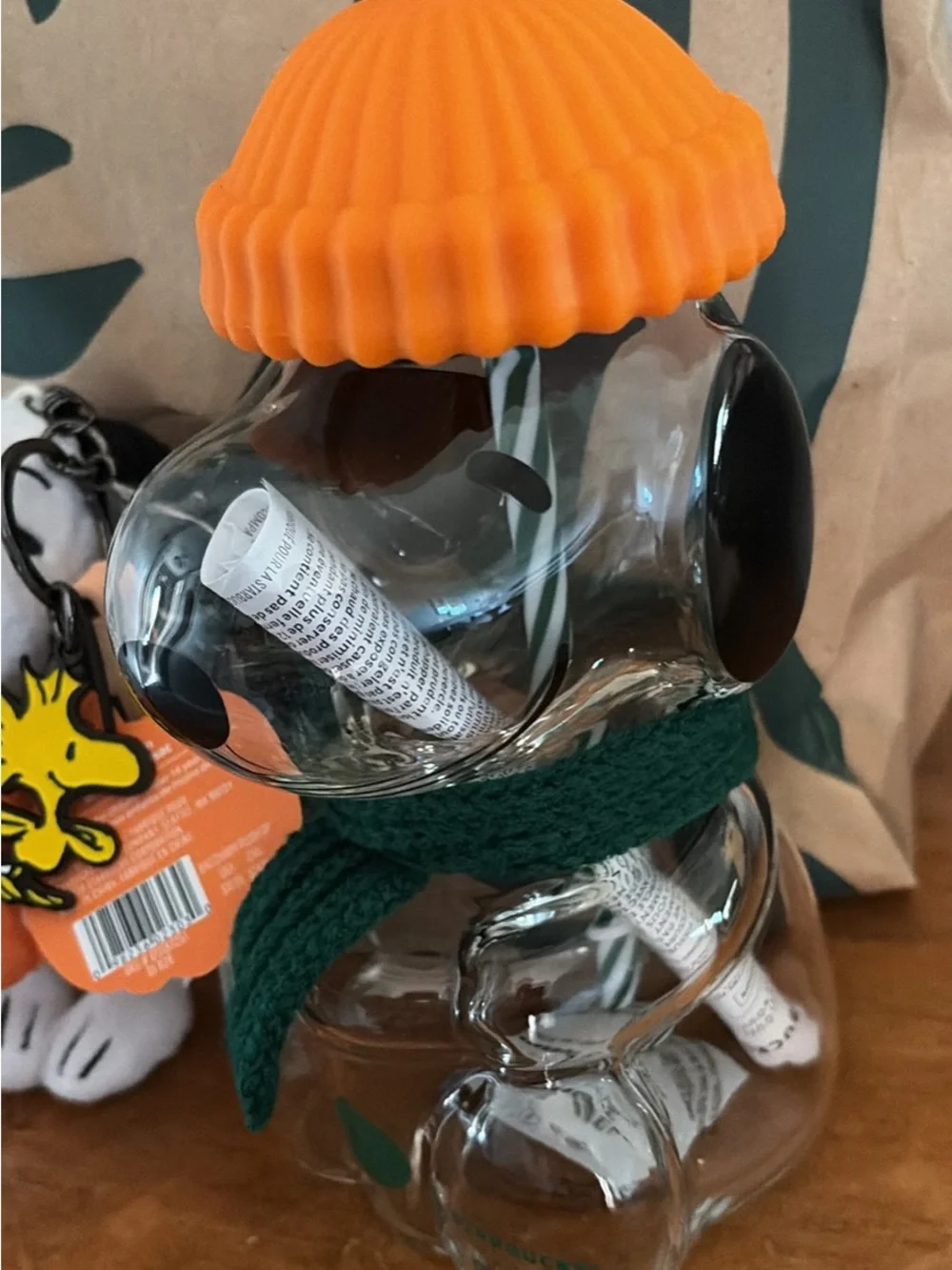 Starbucks limited Snoopy Plush Keychain with snoopy cup